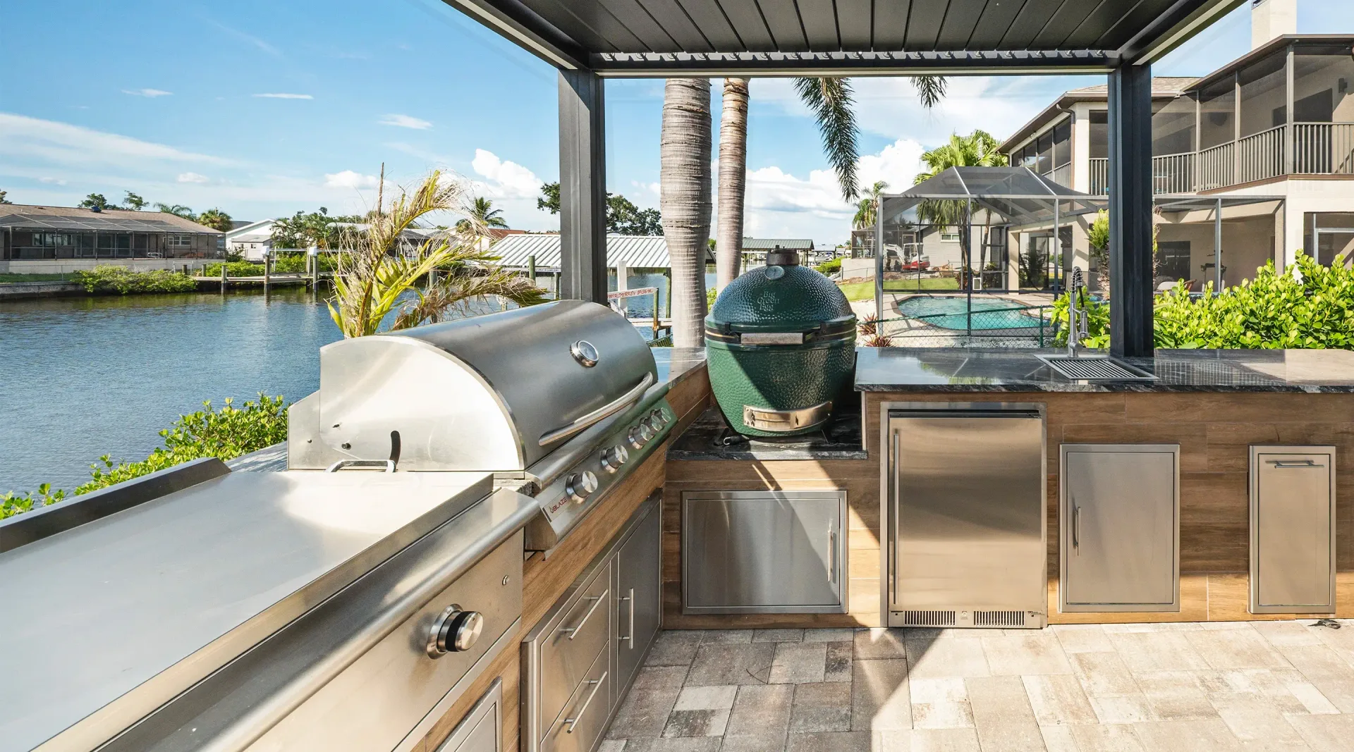 Custom outdoor kitchen build by Oasis Outdoor Living